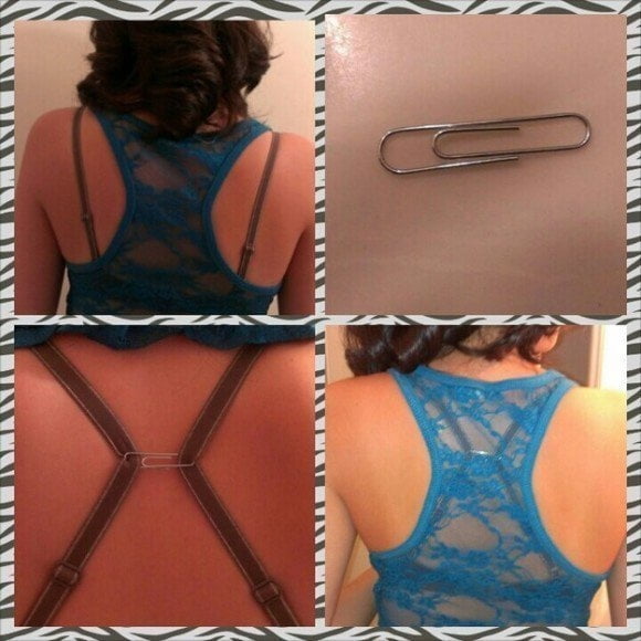 Use a paper clip to hide your bra straps.
