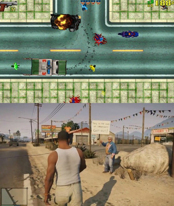 Grand Theft Auto (1999 — 2014) dans 10 jeux mythiques dont les graphismes se sont améliorés de manière impressionnante