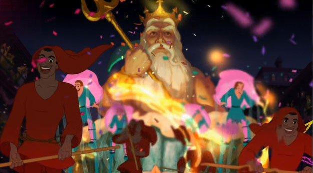 Le roi Triton apparait au carnaval dans la Princesse et la Grenouille dans 18 détails que vous n'aviez jamais remarqué dans les dessins animés Disney ! Votez pour les plus surprenants !