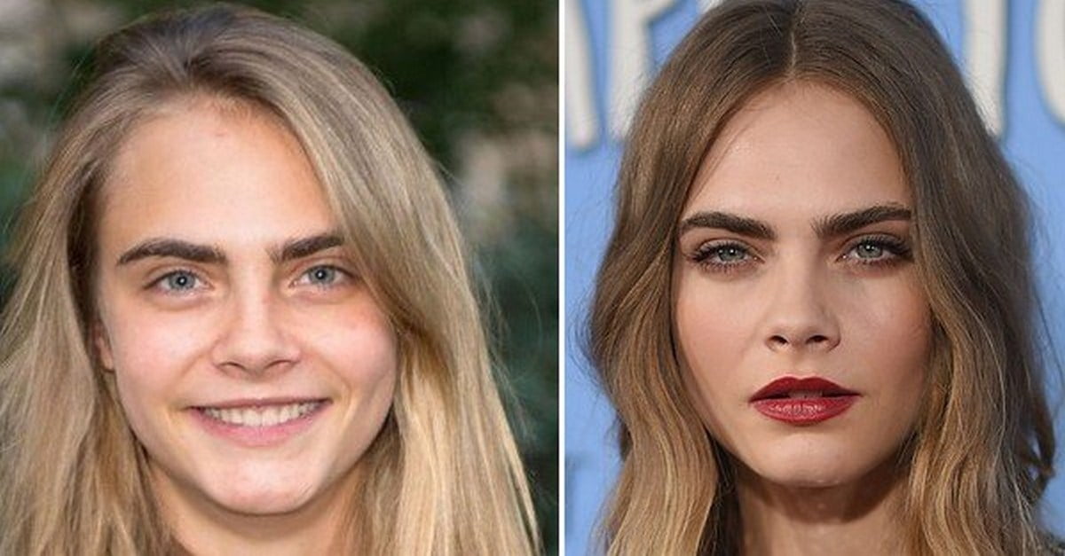 Dix photos de mannequins avec et sans maquillage Cara Delevingne et